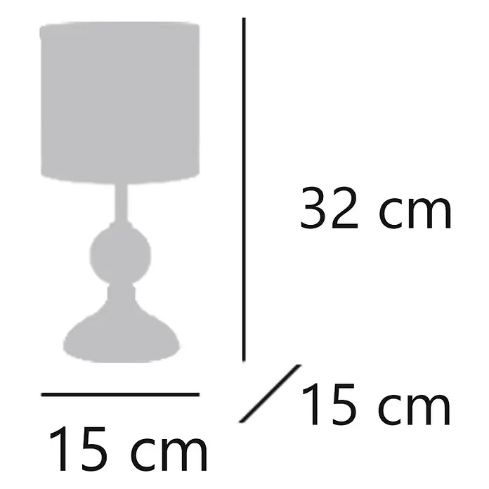 Alemar Lámpara de sobremesa Alex - 40 W, Cuero, 15 x 32 cm, Color pantalla: Beige - Silueta gris de lámpara de mesa con pantalla cilíndrica. Altura 32 cm, anchura 15 cm.