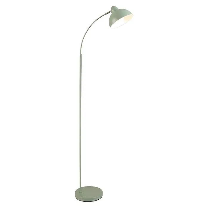Alemar Lámpara de pie LED Niu - 60 W, Altura: 155 cm, Verde - Lámpara de pie de metal verde claro con tallo curvo, base redonda y pantalla en forma de cuenco que emite luz cálida.