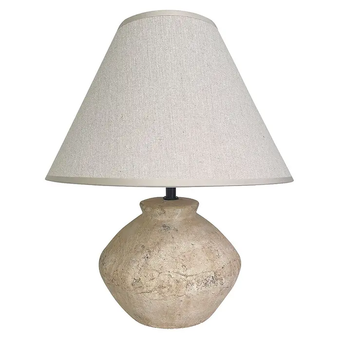Alemar Lámpara de sobremesa Larry - 40 W, Beige, Ø x Al: 18,8 x 33,5 cm, Color pantalla: Beige - Lámpara de mesa de cerámica beige texturizada con pantalla de tela natural.
