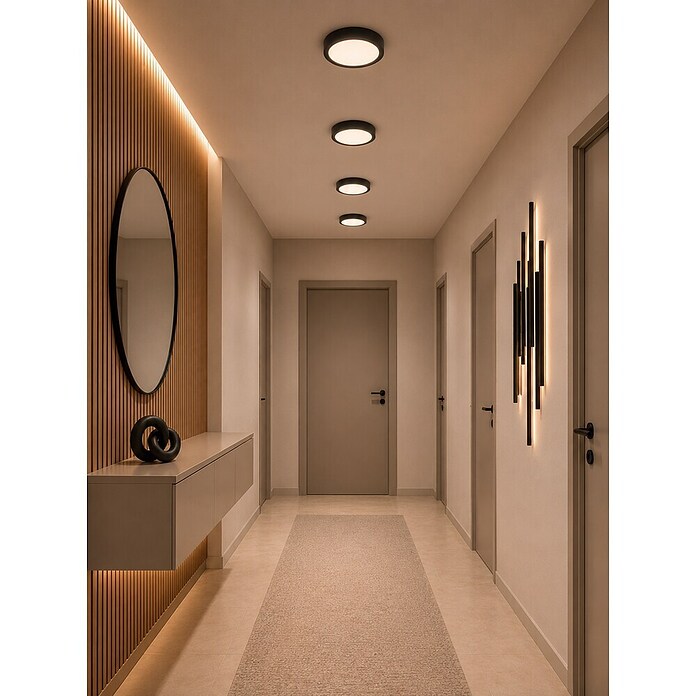 Ferotehna LED panel  (Ø x V: 225 x 31 mm, 18 W, 1.710 lm, Črna) | 3067 - Aufbauleuchten | CACK - Downlights | CAC - Indoorleuchten | CA - Beleuchtung | C - Elektro | BAUHAUS