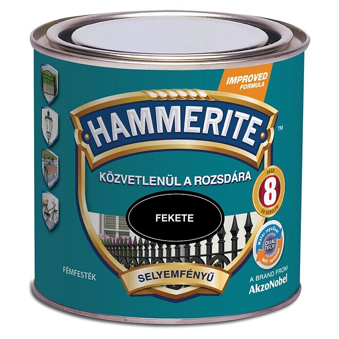 Hammerite Lak u boji Satin  (Crna, Svilenkasti mat, 0,25 l, Na bazi otapala) | BAUHAUS