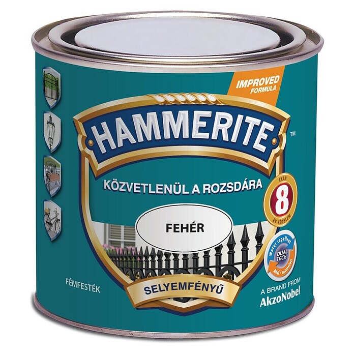 Hammerite Lak u boji Satin  (Bijela, Svilenkasti mat, 0,25 l, Na bazi otapala) | BAUHAUS