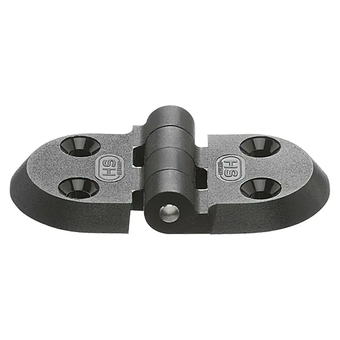 Sprenger Kunststoffscharnier - 75 x 40 mm, Schwarz - Eine robuste, schwarze HS-Scharnier für den professionellen Einsatz, ideal für Türen und Klappen, die eine zuverlässige Befestigung benötigen.