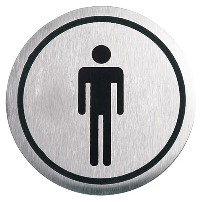 Portaferm Symbolschild - Edelstahloptik, Herren - Metallschild mit dem Symbol eines Mannes, das typischerweise eine Herrentoilette kennzeichnet.
