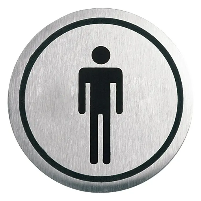 Portaferm Symbolschild - Edelstahloptik, Herren - Metallschild mit dem Symbol eines Mannes, das typischerweise eine Herrentoilette kennzeichnet.