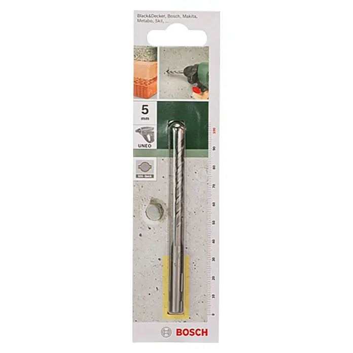 Bosch Beton- & Steinbohrer - Durchmesser Bohrer: 5 mm, Arbeitslänge: 55 mm - Bohrer von Bosch, 5 mm, für UNEO Bohrmaschinen, ideal zum Bohren von Löchern in Mauerwerk. Das Produkt ist sicher verpackt.