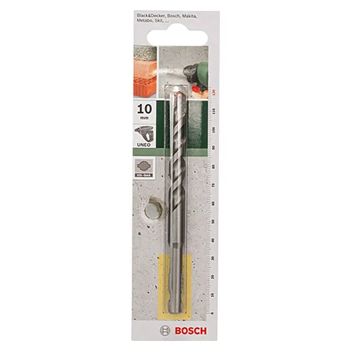 Bosch Beton- & Steinbohrer - Durchmesser Bohrer: 10 mm, Arbeitslänge: 75 mm - Aufnahme einer Bosch 10mm UNEO Steinbohrer-Packung, kompatibel mit Black&Decker, Bosch, Makita, Metabo und Skil Bohrmaschinen für vielseitige Anwendungen.