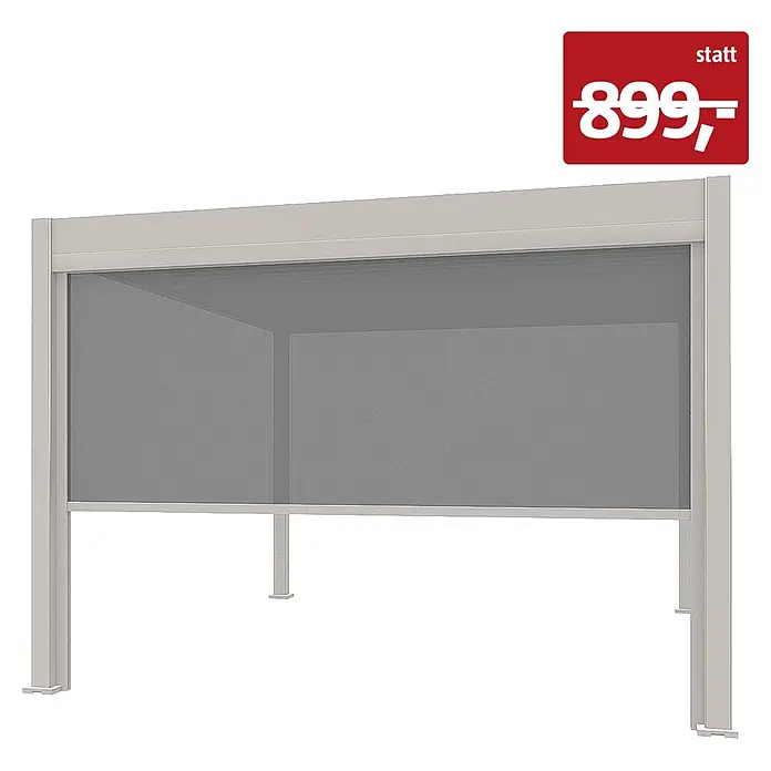 Weide Pergola Sonnenrollo Seitenwand für Weide Pergola einstellbar Sand 4 Meter - B x T: 370 x 6 cm, Metall - Grauer ausziehbarer Seitenrollo für Pergolen oder Außenbereiche.