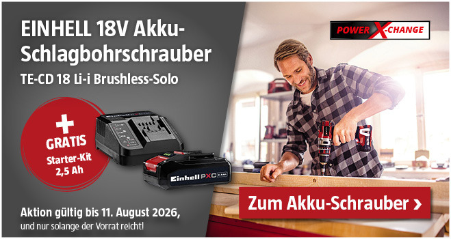 Aktion Einhell Akku-Schlagbohrschrauber mit gratis Starter-Kit