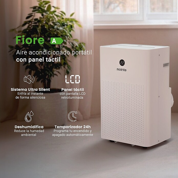 Rointe Aire acondicionado portátil Fiore 3000 (3.500 W, Tamaño de la estancia: 30 m², Blanco) | BAUHAUS