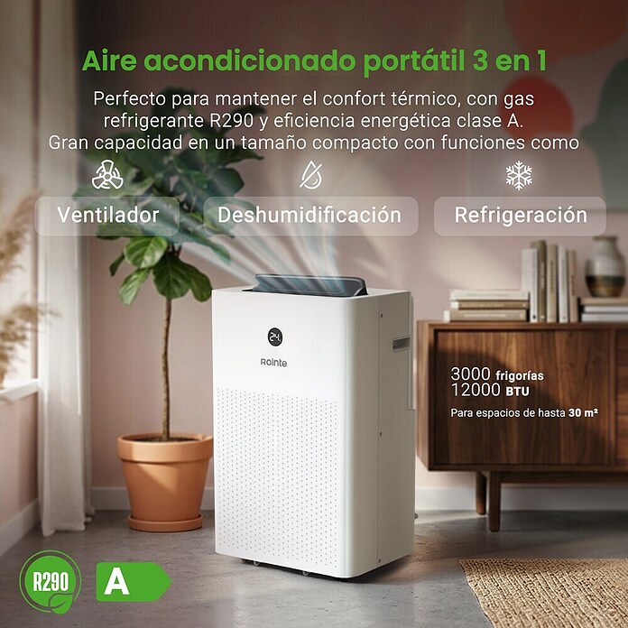 Rointe Aire acondicionado portátil Fiore 3000 (3.500 W, Tamaño de la estancia: 30 m², Blanco) | BAUHAUS