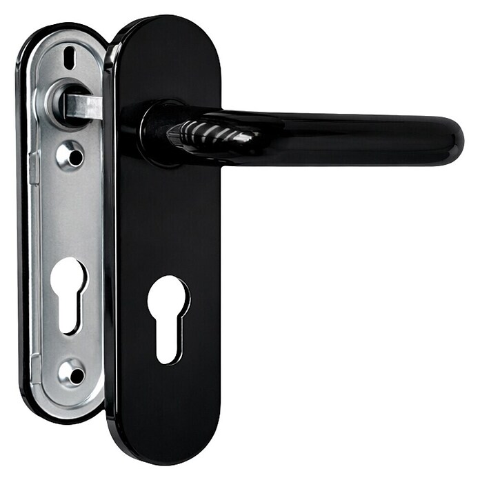 Roper Juego de manillas y bombín para puerta cortafuegos (Negro, Acero) | BAUHAUS