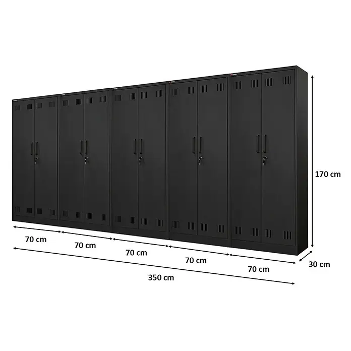 Proregal Metall-Mehrzweckschrank Mega Deal 4x RHINO mit 2 Türen, abschließbar - 30 x 70 x 170 cm, Schwarz