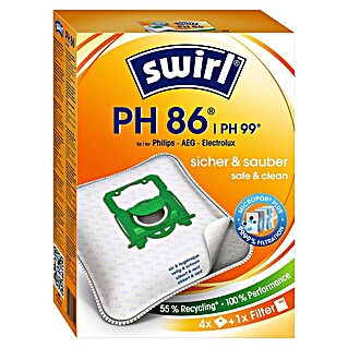 Swirl Staubsaugerbeutel PH 86/99 EcoPor (4 Stk., Passend für: Staubsauger von AEG/Electrolux/Philips/Volta)