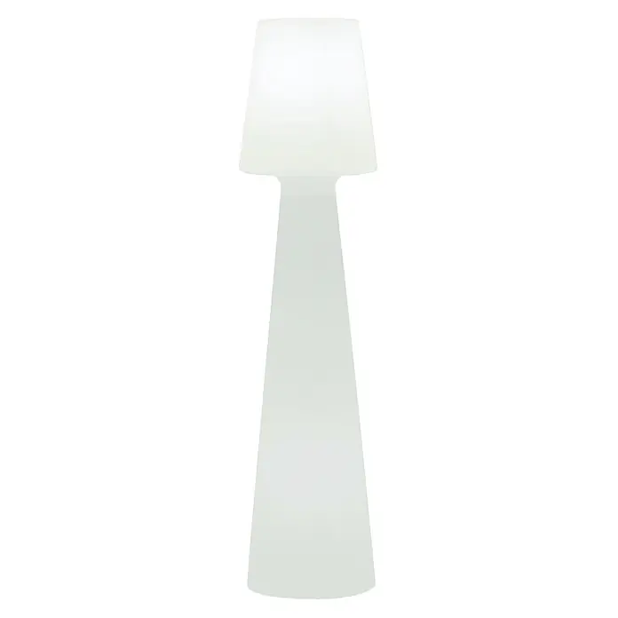 New Garden Lámpara de pie con batería Lola 110 - Blanco, Altura: 110 cm, RGBW - Lámpara de pie blanca y alta con pantalla ancha y cónica y base cónica.
