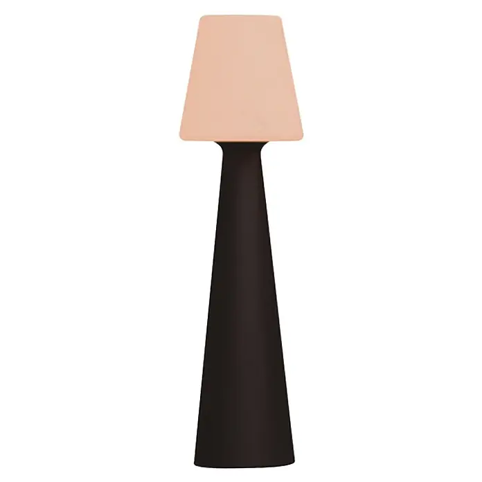 New Garden Lámpara de pie con batería Lola 165 Antracita - Antracita, Altura: 165 cm, Blanco neutro - Lámpara alta con base cónica oscura y pantalla rectangular beige.