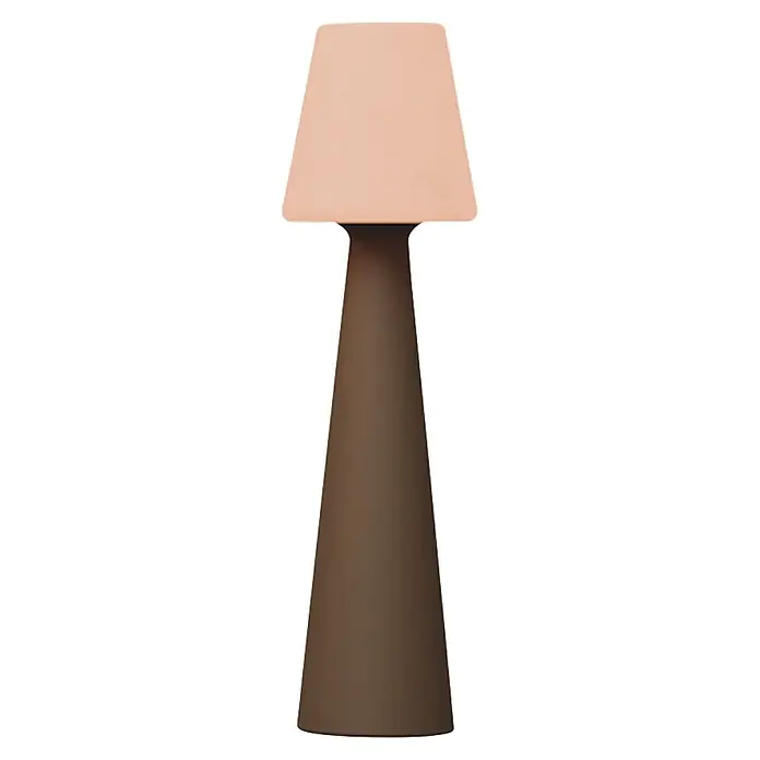 New Garden Lámpara de pie con batería Lola 165 Cemento - Cemento, Altura: 165 cm, Blanco neutro - Lámpara de mesa alta y cónica con pantalla de color natural claro y base cónica marrón oscuro.