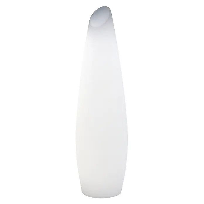 New Garden Lámpara de pie con batería Fredo 140 - 1,3 W, Blanco, Ø x Al: 38 x 139 cm, RGB - Jarrón alto, blanco, esmerilado con apertura inclinada.