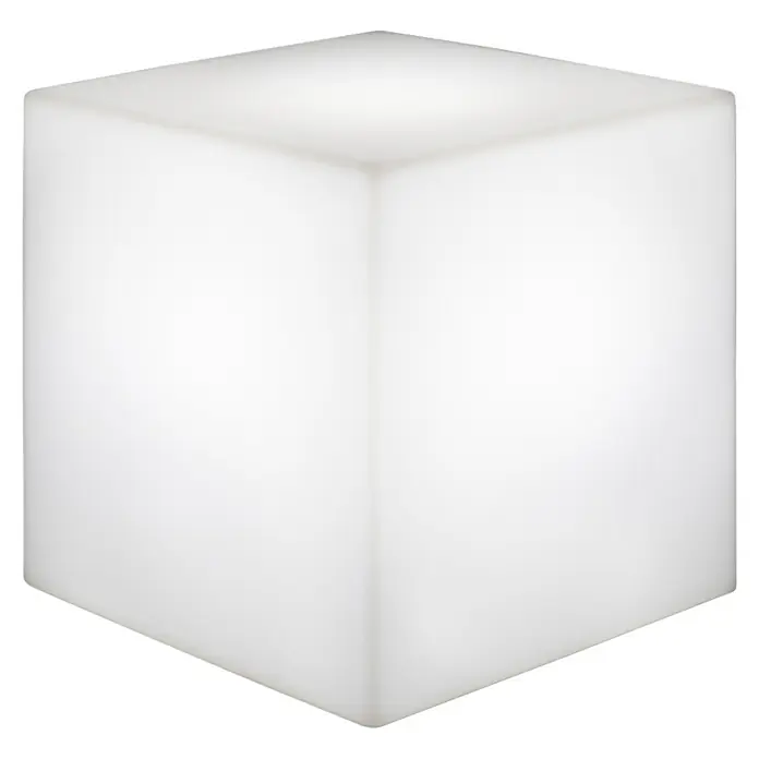 New Garden Lámpara solar Cuby 40 LED - 1 W, Blanco, Color de luz: RGBW, L x An x Al: 40 x 40 x 40 cm - Cubo blanco iluminado con luz suave y difusa, perfecto para interiores modernos.