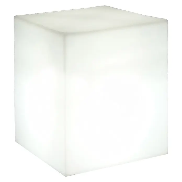 New Garden Lámpara solar Cuby 53 LED - Blanco, Color de luz: RGBW, L x An x Al: 43 x 43 x 53 cm - Cubo blanco translúcido, ideal como taburete o mesa auxiliar iluminada.