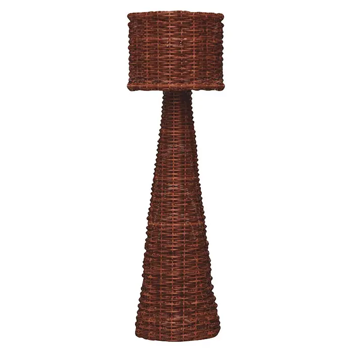 New Garden Lámpara de pie Grace 140 Nature - Altura: 137 cm - Soporte para plantas de mimbre trenzado marrón oscuro con base cónica y tablero cuadrado.