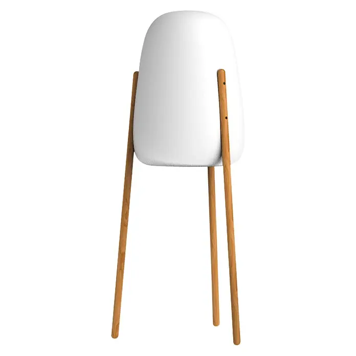 New Garden Lámpara LED decorativa Rocket 145 - 9 W, Blanco/Madera, L x An x Al: 63,5 x 63,5 x 145 cm, Blanco cálido - Taburete de bar moderno blanco con asiento moldeado y patas de madera natural.