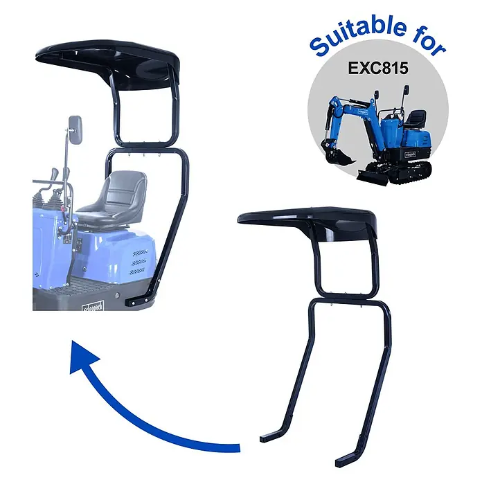 Scheppach Techo de excavadora - Específico para: Miniexcavadora Scheppach EXC815 - Techo y ROPS negros para miniexcavadora, compatible con EXC815.