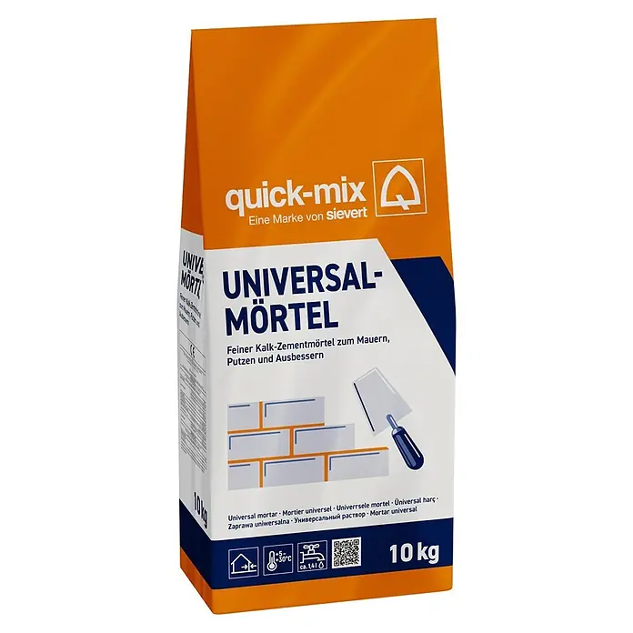 Quick-Mix Universalmörtel Mauer- und Putzmörtel - 10 kg - Orange-weißer 10 kg Sack quick-mix Universal-Mörtel für Mauer-, Putz- und Ausbesserungsarbeiten.
