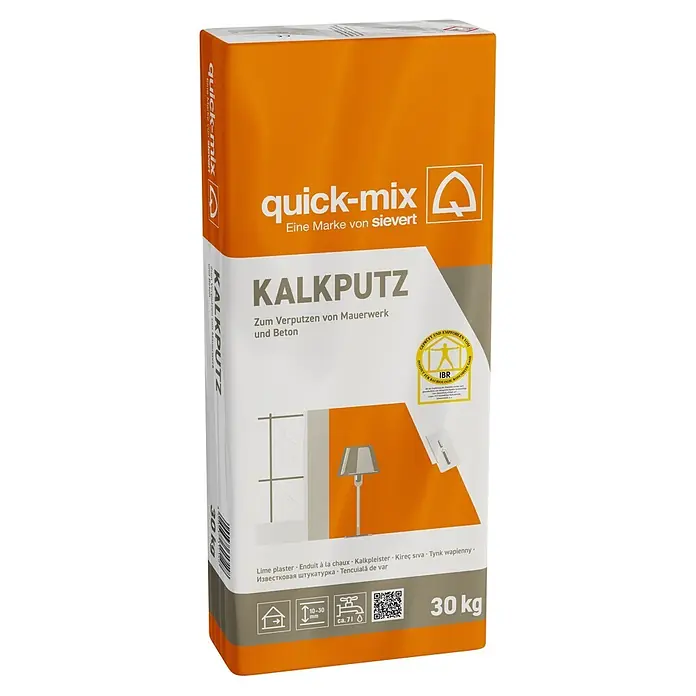 Quick-Mix Kalkputz KAPU 30 - 30 kg, Kalk - Orange-weißer 30 kg Sack quick-mix Kalkputz zum Verputzen von Mauerwerk und Beton.