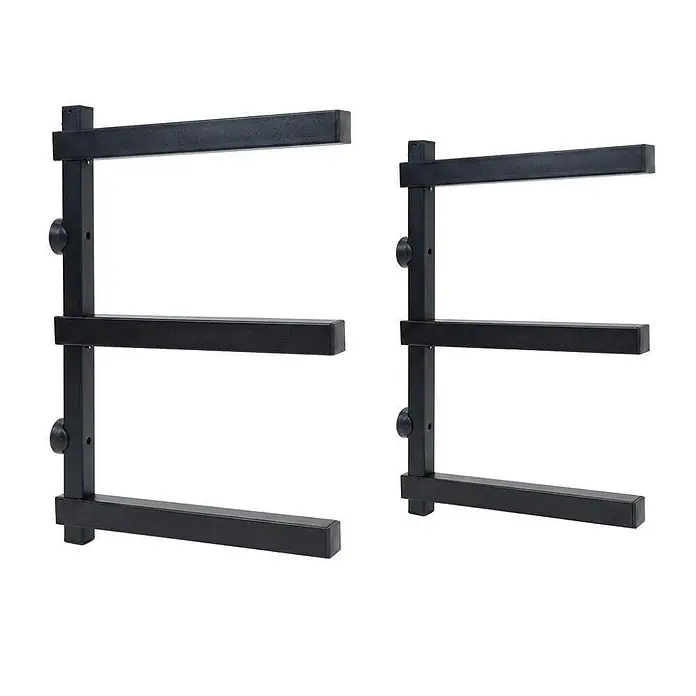 Proregal Kragarmregal Wandmontage mit 3 Ebenen Garage Organize - Traglast pro Träger: 50 kg, Schwarz - Zwei schwarze, verstellbare Wandregale mit mehreren Ebenen, ideal zur Aufbewahrung oder Präsentation.