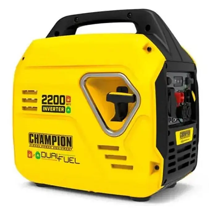 Champion Power Equipment Stromerzeuger 2200 Watt DualFuel Inverter Stromerzeuger Champion MightyAtom 2200 - Nennleistung: 1,9 kW, Tankvolumen: 4 l - Gelber und schwarzer Champion 2200W Dual Fuel Inverter Generator.