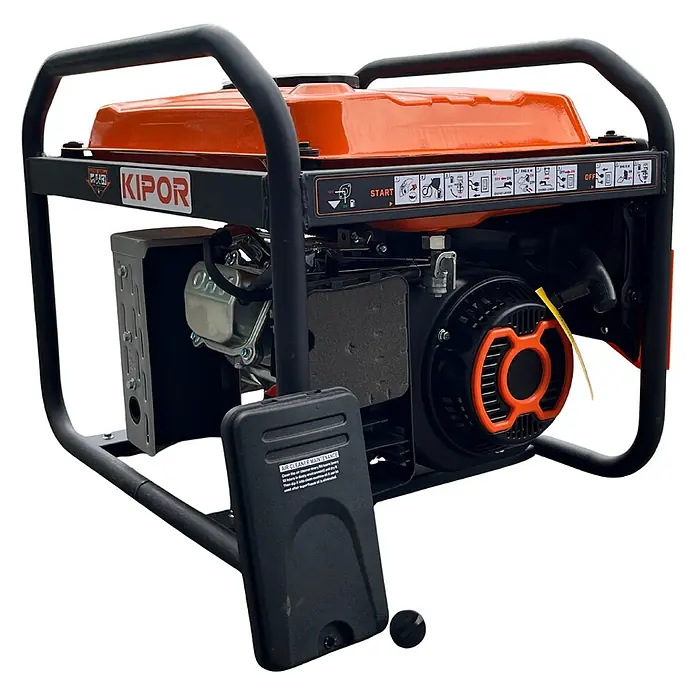 KIPOR Stromerzeuger Stromerzeuger AVR Benzin KIPOR AG3500 3500 Watt - Nennleistung: 3 kW, Tankvolumen: 15 l - Ein robuster, orange-schwarzer tragbarer Generator mit stabilem schwarzem Rahmen.