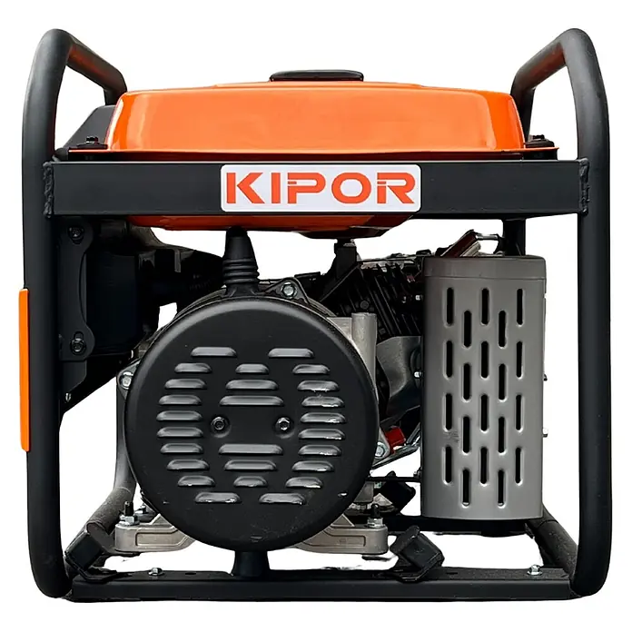 KIPOR Stromerzeuger Stromerzeuger AVR Benzin KIPOR AG3500 3500 Watt - Nennleistung: 3 kW, Tankvolumen: 15 l - Tragbarer KIPOR Generator mit orangefarbenem Tank, schwarzem Rahmen und grauem Schalldämpfer.