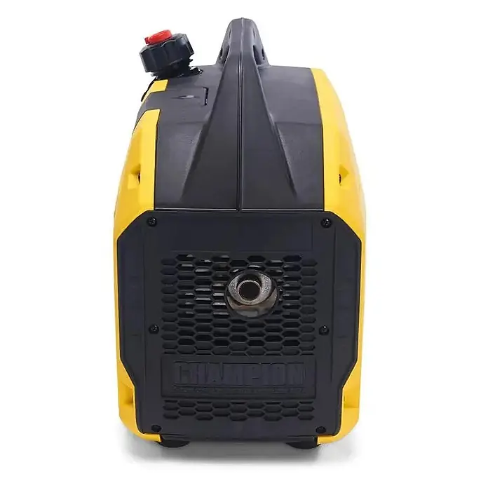 Champion Power Equipment Stromerzeuger 2200 Watt Benzin Inverter Stromerzeuger Champion MightyAtom 2200 - Nennleistung: 1,9 kW, Tankvolumen: 4 l - Kompakter gelb-schwarzer Champion Inverter-Generator mit Griff, Tankdeckel und Frontgitter mit Anschluss.