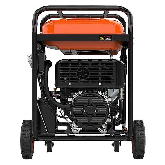 Genergy Stromerzeuger Benzin Stromerzeuger 11.000W 230/400V SVR GENERGY Cervascan-S IP67 - Nennleistung: 10 kW, Tankvolumen: 50 l - Tragbarer Stromgenerator mit orangefarbenem Kraftstofftank, schwarzem Rahmen und Rädern zum einfachen Transport.