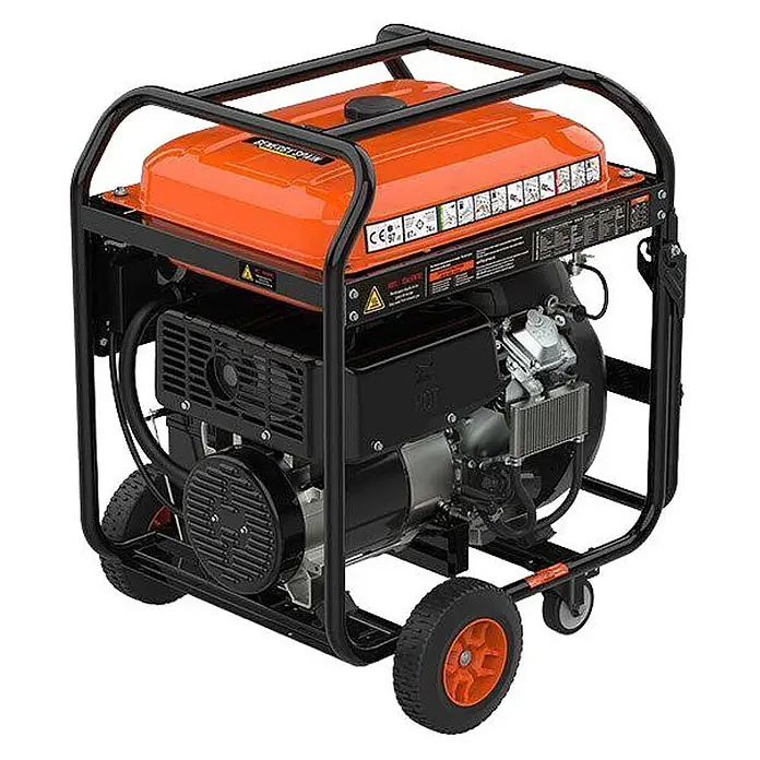 Genergy Stromerzeuger Benzin Stromerzeuger 11.000W 230/400V SVR GENERGY Cervascan-S IP67 - Nennleistung: 10 kW, Tankvolumen: 50 l - Oranger und schwarzer tragbarer Stromgenerator mit robustem Rahmen und Rädern für einfachen Transport.