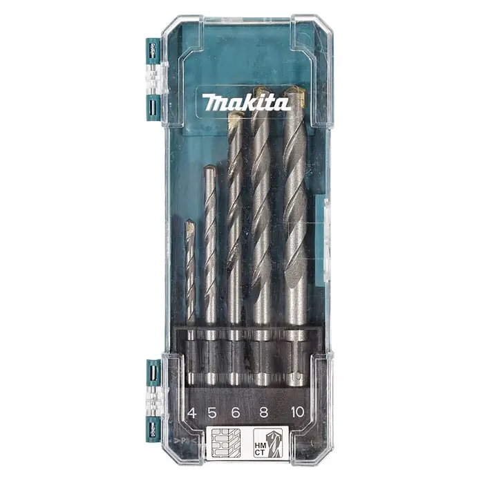 Makita Adventskalender 2026 - 24 -tlg. - Makita 5-teiliger Mauerbohrersatz mit Hartmetallspitzen in klarer Kunststoffbox. Größen 4, 5, 6, 8, 10 mm.
