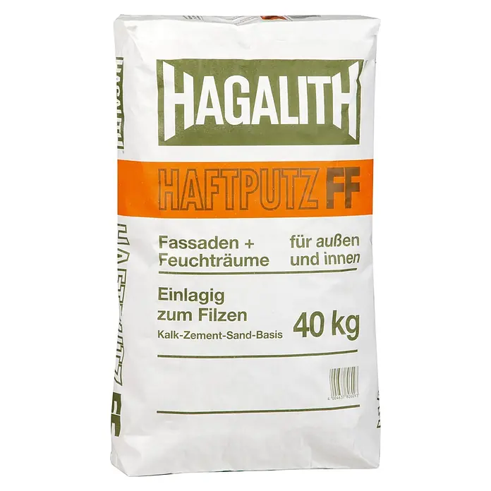 Quick-Mix Hagalith Kalkzementputz FF - 40 kg, Kalk - HAGALITH HAFTPUTZ FF 40 kg Sack für Fassaden, Feuchträume, außen und innen.