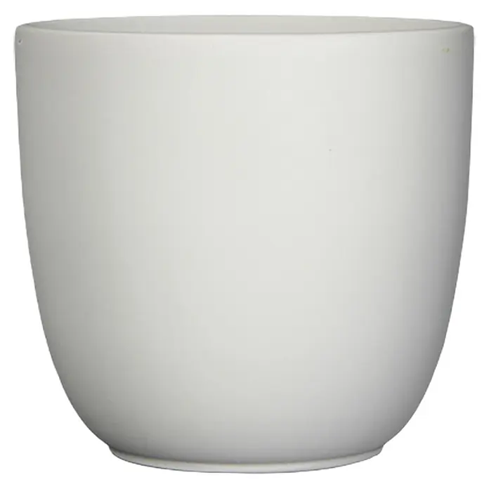 Mica Decorations Übertopf rund Tusca - 1 Stk., Außenmaß (Ø x H): 8,5 x 7,5 cm, Sonstiges, Weiß - Mattweißer Keramik-Pflanztopf.