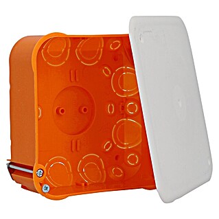 Hohlwandabzweigkasten (100 x 107 mm, Mit Deckel, Weiß/Orange, 1 Stk.)