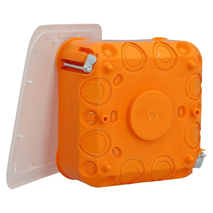Hohlwandabzweigkasten (100 x 107 mm, Mit Deckel, Weiß/Orange, 1 Stk.)