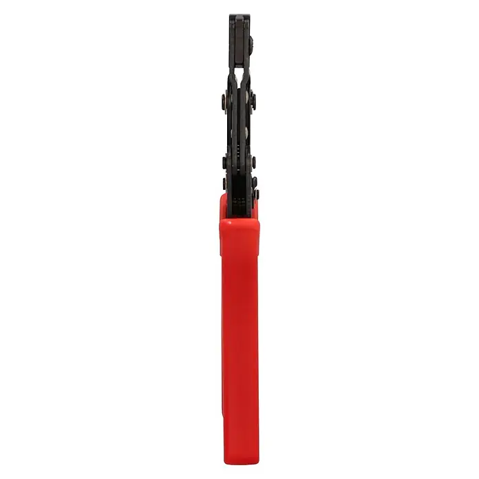 Voltomat Aderendhülsen-Presszange für isolierte und unisolierte Aderendhülsen von 0,5 – 6mm² - 75 x 17 x 205 mm - Rot-schwarz-graue Crimpzange mit Präzisionsmechanismus.