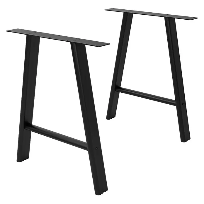 ML-Design Tischgestell Tischbeine Metall Schwarz 2er Set Tischgestell Outdoor wetterfest - L x B x H: 60 x 8 x 72 cm, Traglast: 300 kg, Stahl - Zwei schwarze Metall-A-Rahmen-Tischbeine mit Montageplatten und Querstreben.