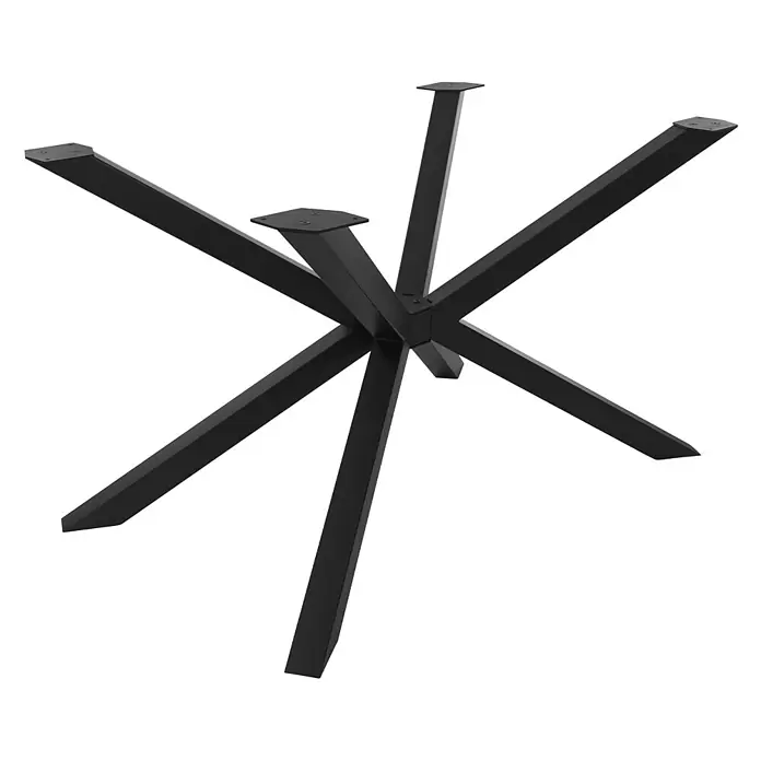 ML-Design Tischgestell Tischfüße X-Form Tischkufen Stahl Untergestell Möbelfüße 120x78x72 cm - L x B x H: 120 x 78 x 71,5 cm, Traglast: 500 kg, Stahl - Schwarzes Metall-Spinnentischgestell mit sechs gespreizten Beinen für einen Esstisch.