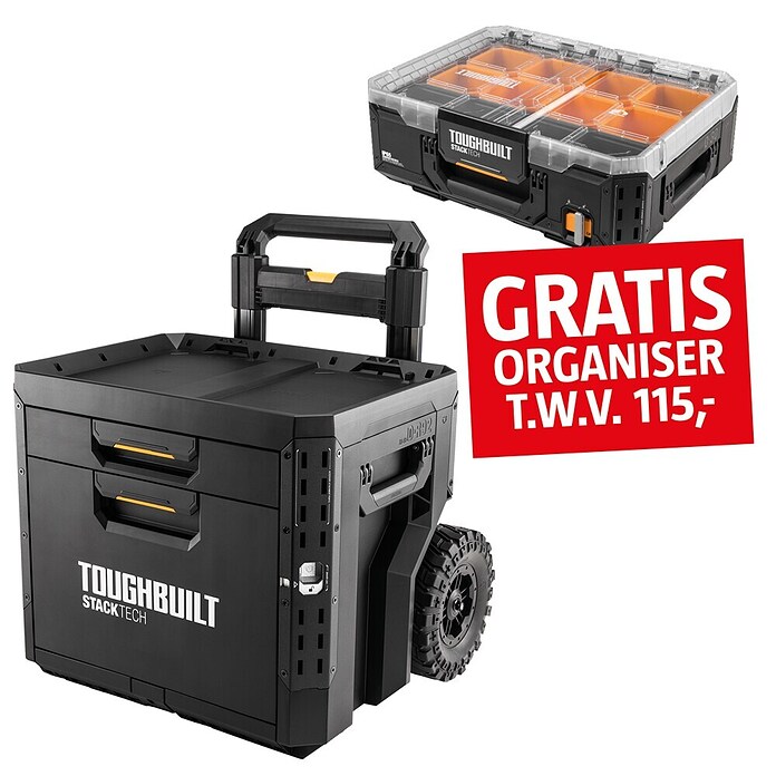 ToughBuilt StackTech Profi-Box met wielen + Gratis Organizer () | BAUHAUS