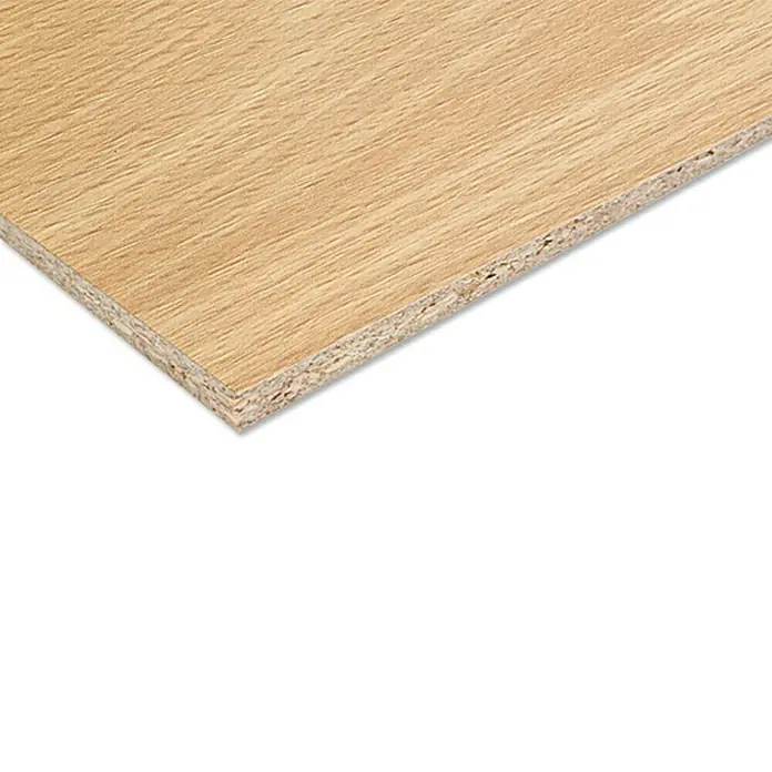 Spanplatte nach Maß - Stärke: 8 mm, L x B: 280 x 207 cm, Buche Hell - Nahaufnahme einer Spanplatte mit hellem Holzfurnier, ideal für Möbelbau und Innenausbau.