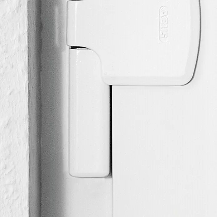 Abus Cerradura adicional para ventanas FTS 206 - Blanco, 0 mm - 25 mm - Dispositivo de seguridad ABUS blanco para ventanas o puertas, montado en un marco blanco.
