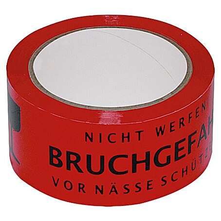 Klebeband Bruchgefahr! (50 mm x 66 m, Signalrot/Schwarz)