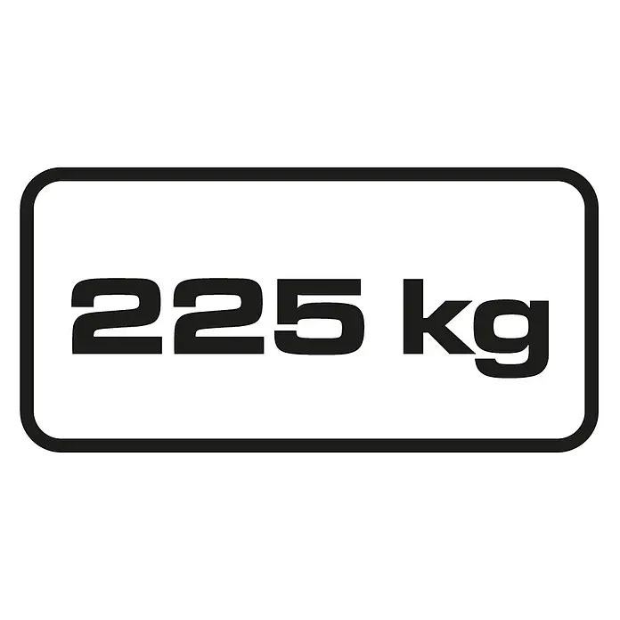 Krause Doppel-Klapptritt 2X4 Stufen - Anzahl Tritte: 8 Stk., Belastbarkeit: 225 kg, Aluminium - Weißes Schild mit schwarzem Rand, zeigt '225 kg' in schwarzer Schrift.