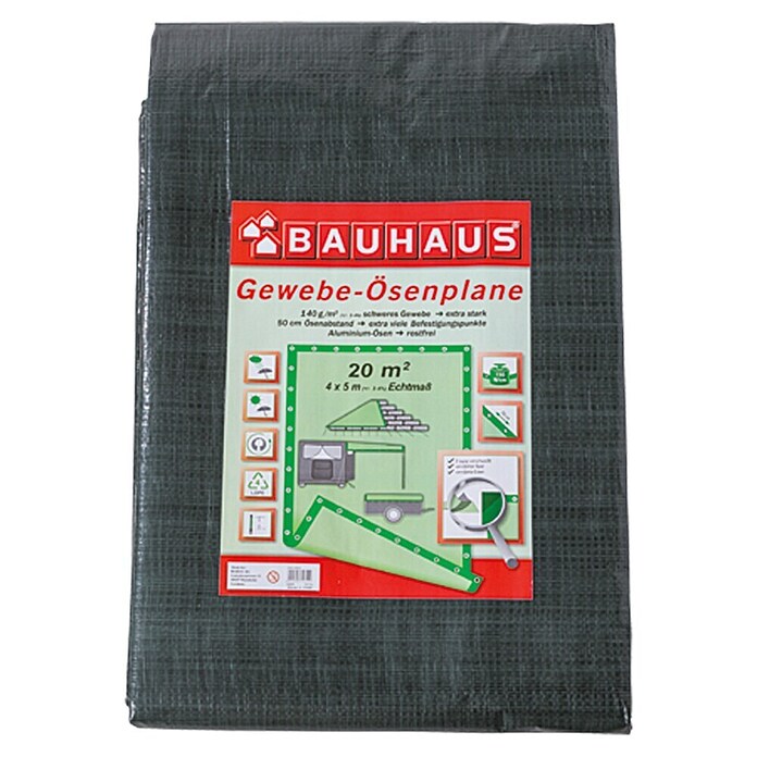 BAUHAUS Afdekzeil met ogen (5 x 4 m, 140 g/m², Polyetheen)